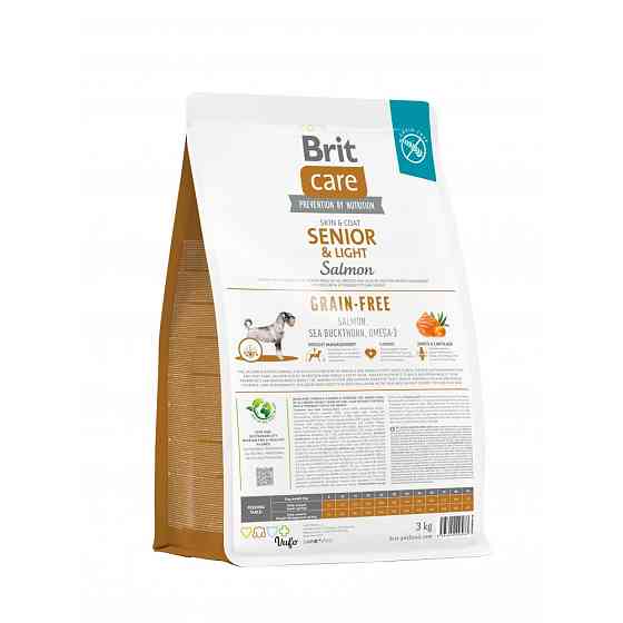 Сухой корм Brit Care Dog Grain-free Senior & Light для стареющих собак, беззерновой с лососем, 3 кг Винница