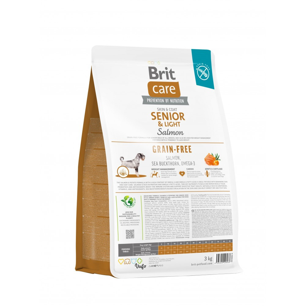 Сухой корм Brit Care Dog Grain-free Senior & Light для стареющих собак, беззерновой с лососем, 3 кг Винница - изображение 2