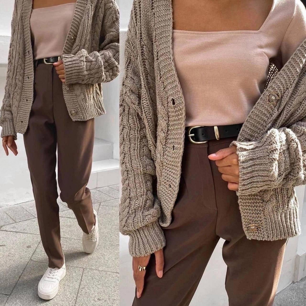 Жіночі базові штани завужені донизу костюмний тіар Шоколад, 50/52 Одеса - фото 1