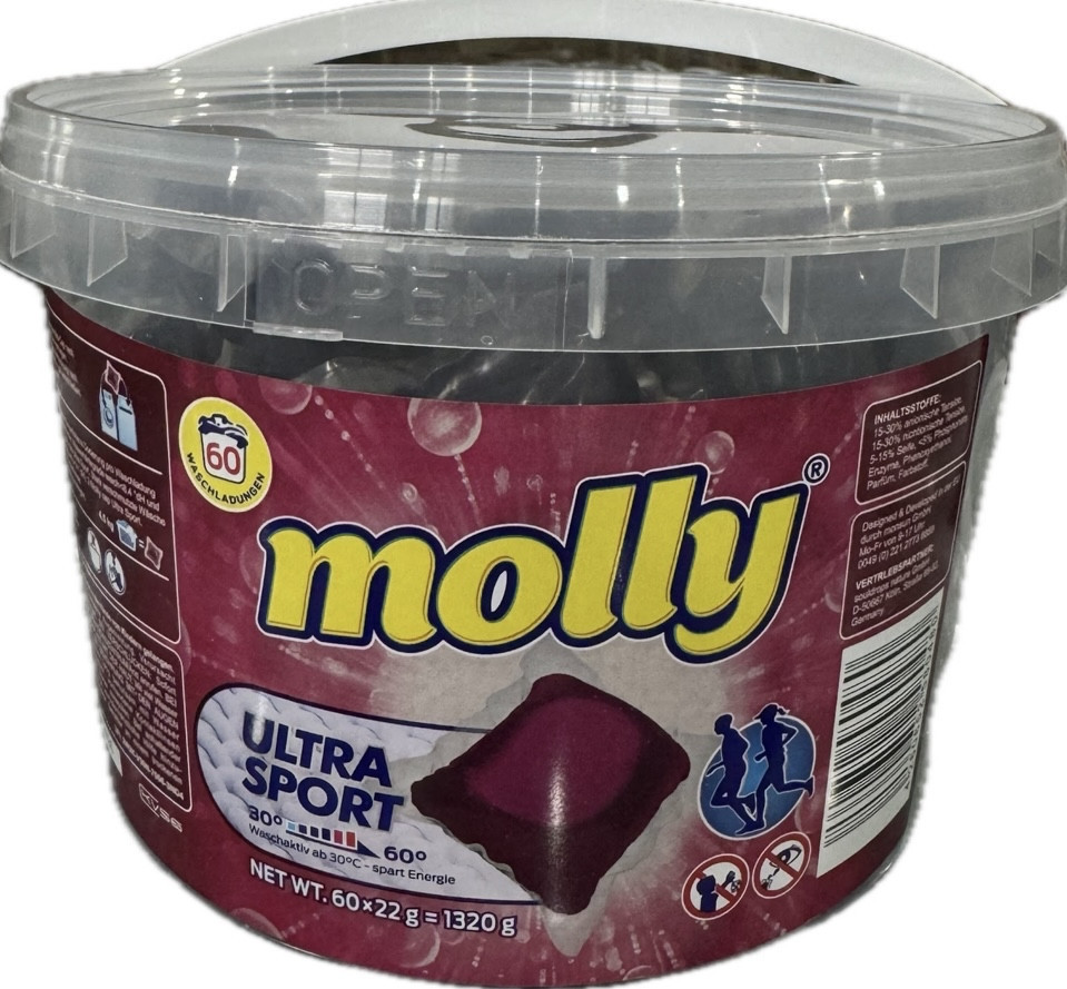 Капсули для прання MOLLY ULTRA SPORT рожеві однокомпонентні 60 шт Виноградів - фото 1