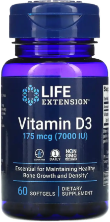 Вітамін Д3 Life Extension Vitamin D3 175 mcg (7000 IU) 60 гел капс Київ
