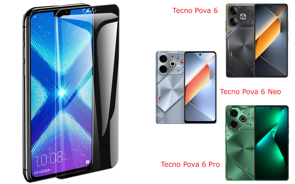 Защитное стекло NeoGlass для Tecno Pova 6, Pova 6 Neo, Pova 6 Pro – ультрапрозрачное и устойчивое Киев - изображение 2