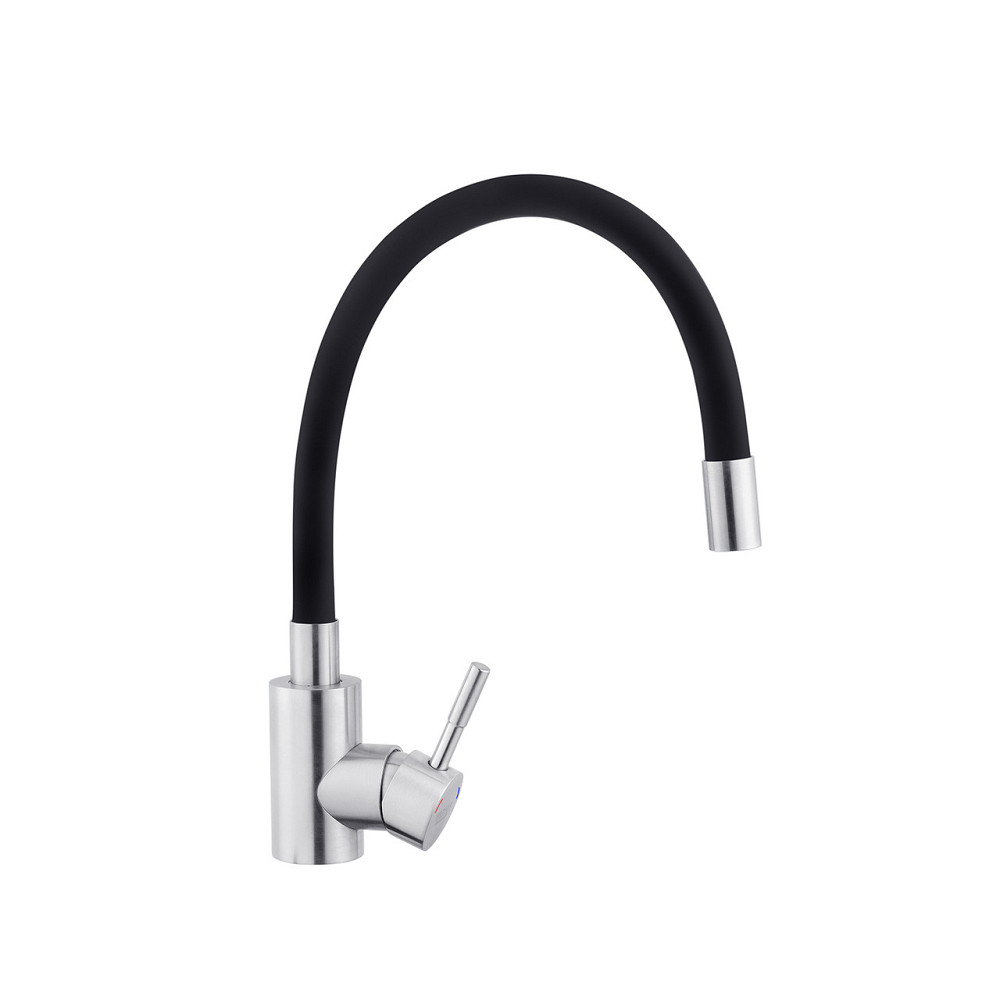 Змішувач для кухні з гнучким виливом Kroner KRP Edelstahl Klassisch - ESG035BLK сатин/чорний Київ - фото 4