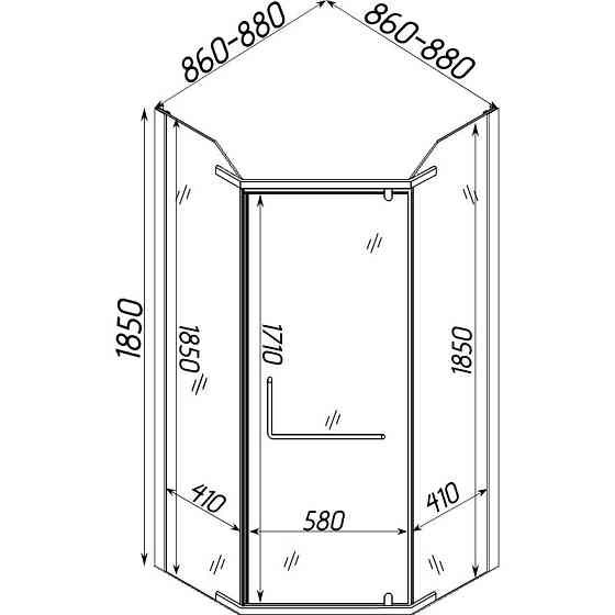 Душова кабіна пятикутна без піддона RABA N90GB BRAVO (1уп.) Киев