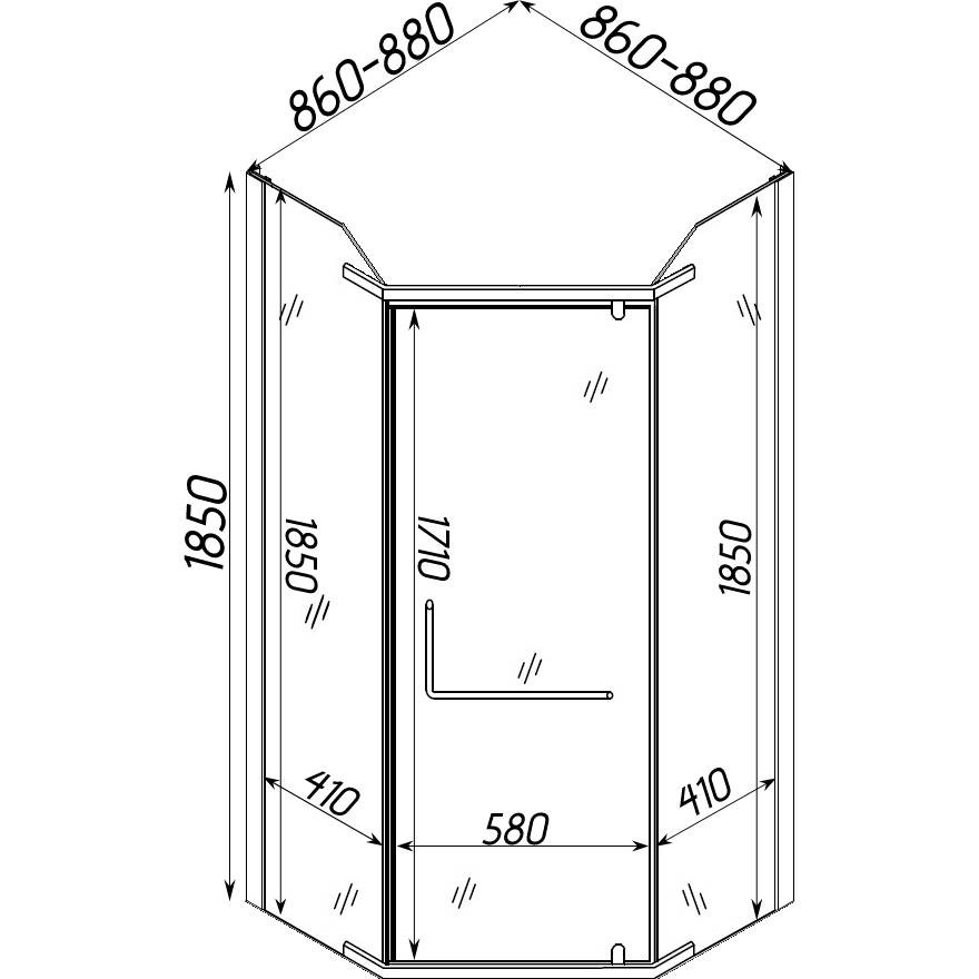 Душова кабіна пятикутна без піддона RABA N90GB BRAVO (1уп.) Київ - фото 2