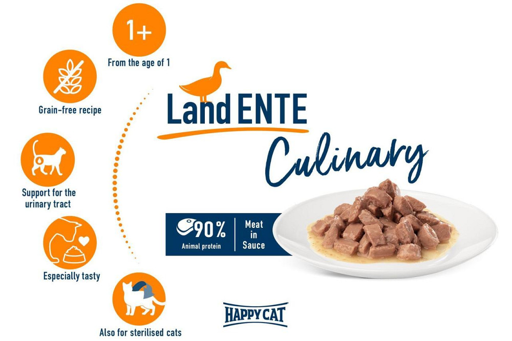 Влажный корм Happy Cat (Хеппи Кэт) Culinary Land-Ente с уткой для кошек (кусочки в соусе), 85 г Винница - изображение 3