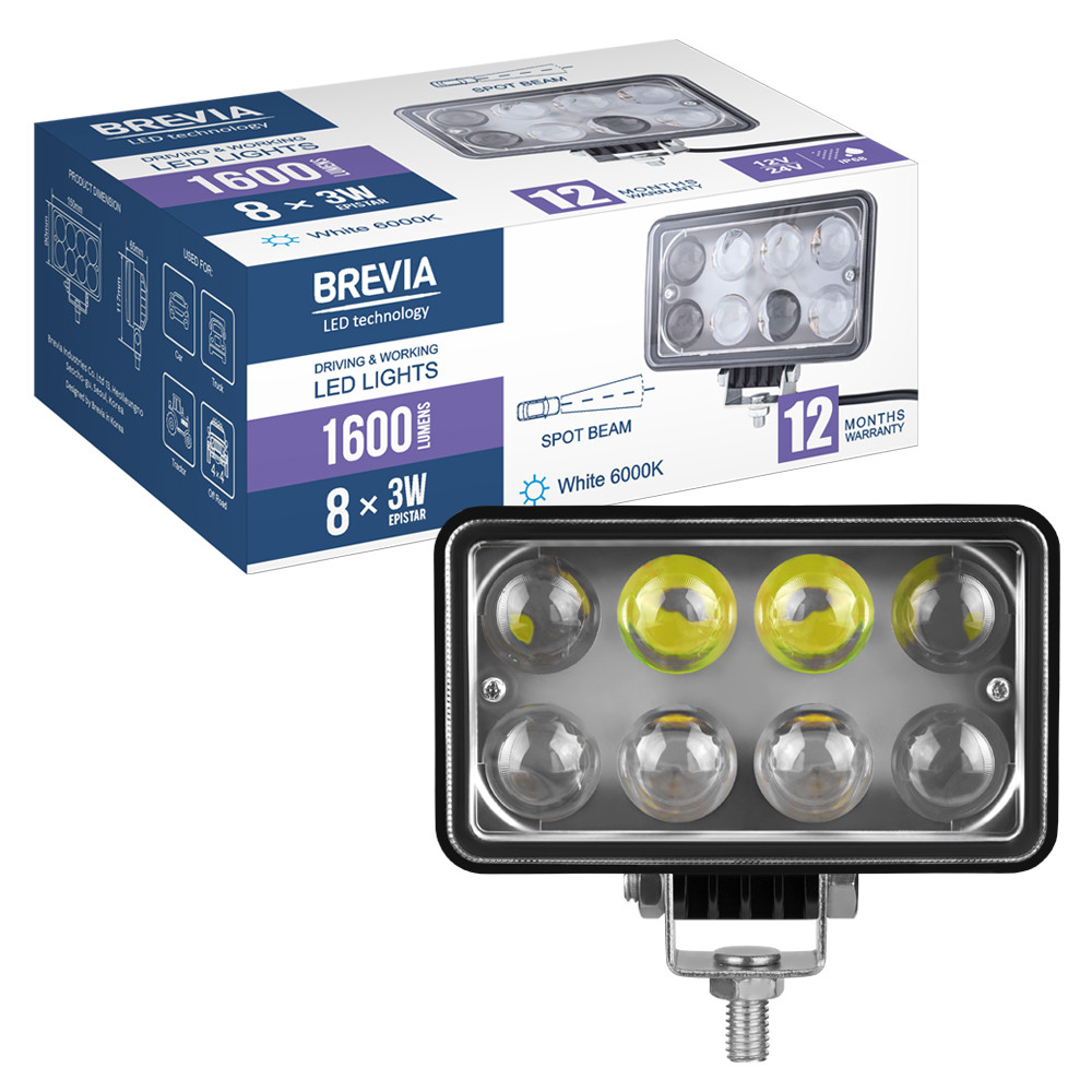 Фара светодиодная Brevia Epistar 4D Spot 10-30V, 24W (8x3W), 1320Lm, 1шт Львов - изображение 8