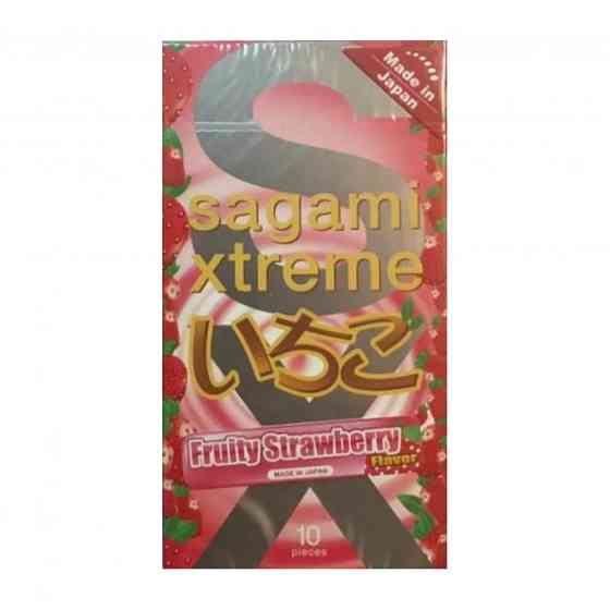 Ультратонкие презервативы Sagami Xtreme Strawberry 0,04 мм (цена за упаковку, 10 шт.) Sex Aura Киев