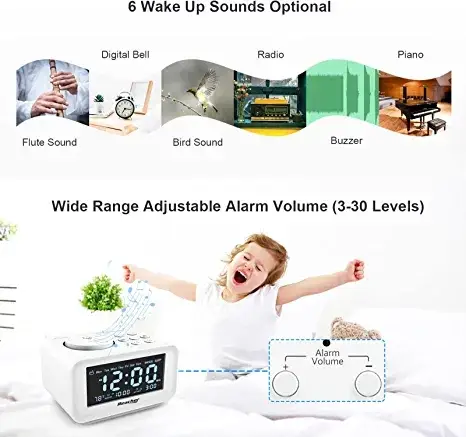 Настільний годинник з радіо та 2 USB-портами для зарядки REACHER K2-Pro Луцк - изображение 3