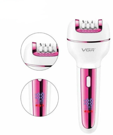 Жіночий епілятор VGR V-732 3в1 з насадками (епіляція, бритва, пемза) Рожевий Київ
