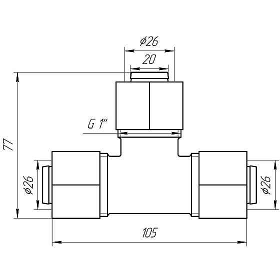 Тройник промежуточный APE ITALY 731 L 26x26x26 (000000857) Киев
