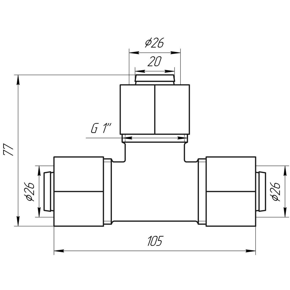 Трійник проміжний APE ITALY 731 L 26x26x26 (000000857) Київ - фото 3