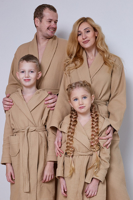 Женский вафельный халат Ideal Textile длинный бежевый (56860639) Черновцы - изображение 3
