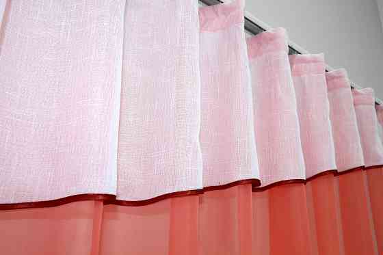 Кухонная занавеска VR-Textil № 047к коралловый с белым 270х170 см (52-0128) Киев