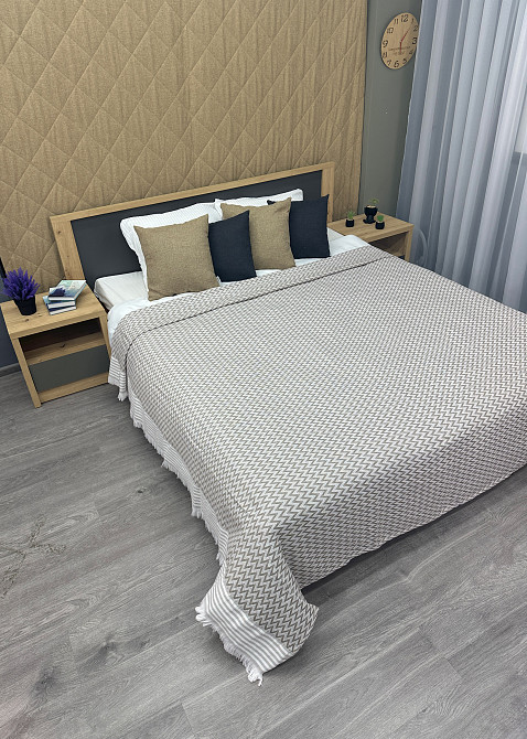 Покривало Dakota Fringe ЄВРО 200х230 см колір сірий з білим (85-196) Київ - фото 6