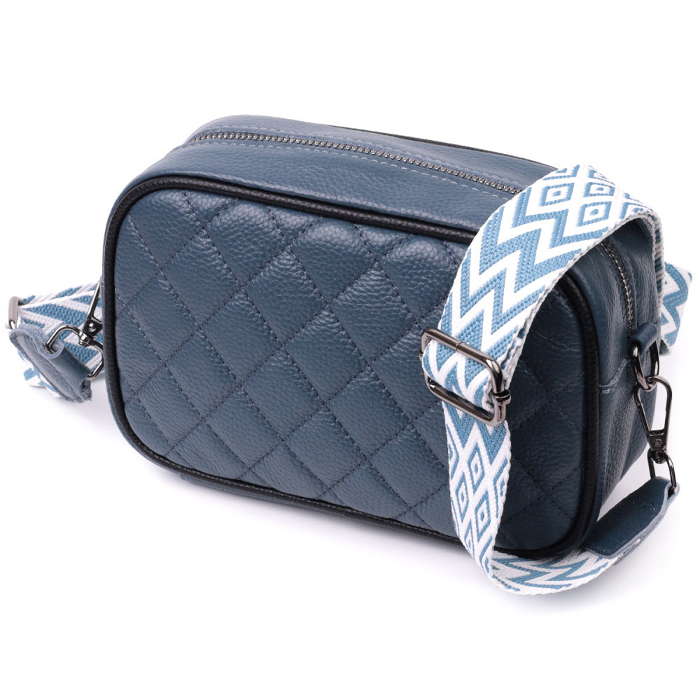 Шкіряна сумка через плече на одне відділення для жінок Vintage 22385 Синя Київ - фото 1