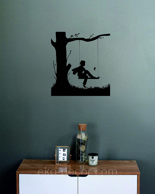 Декоративное настенное Панно «Мальчик на качеле» Декор на стену 70*64 см, Черный Киев - изображение 5