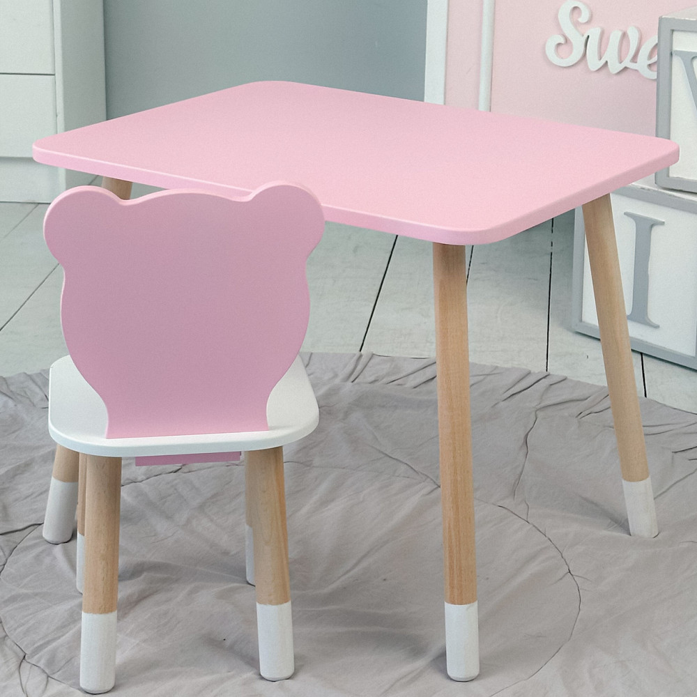 Стіл і стілець "Медведик" для дівчинки, рожеві Київ - фото 8