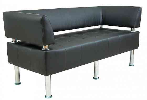 Диван Flay Office двойка со спинкой и подлокотниками 1550х650х750 Черный Киев