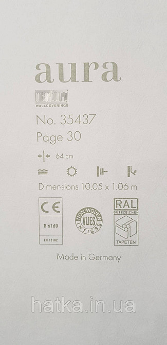 Шпалери вінілові на флізеліні Marburg Aura метрові смуги сіточкою структурні білі сріблясті Київ - фото 4