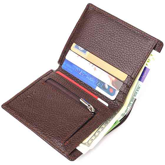 Чоловіче портмоне з натуральної зернистої шкіри CANPELLINI 21498 Коричневе Київ