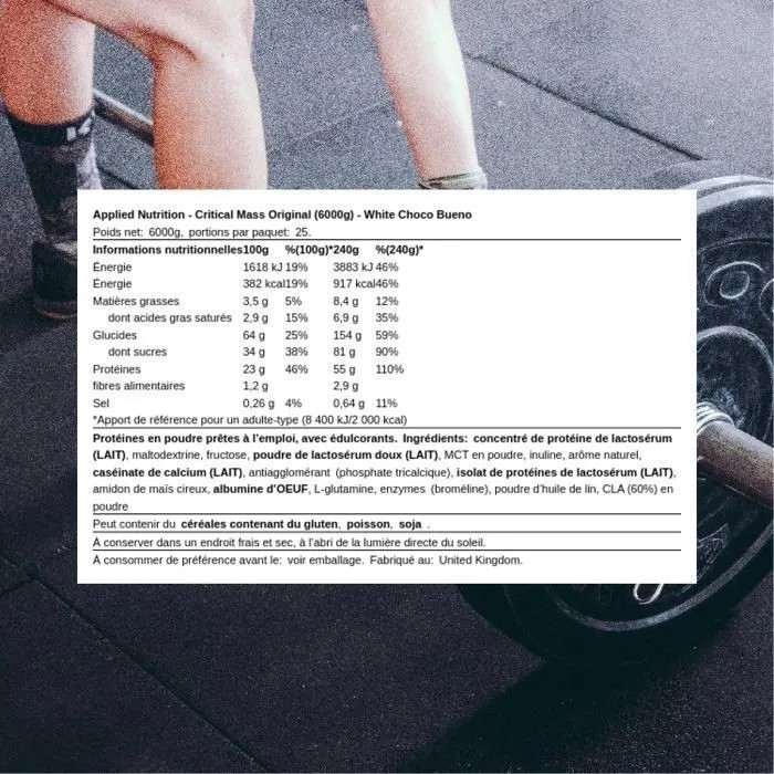 Гейнер Applied Nutrition Critical Mass Original 6000 г, White Choco Hazelnut Луцк - изображение 2