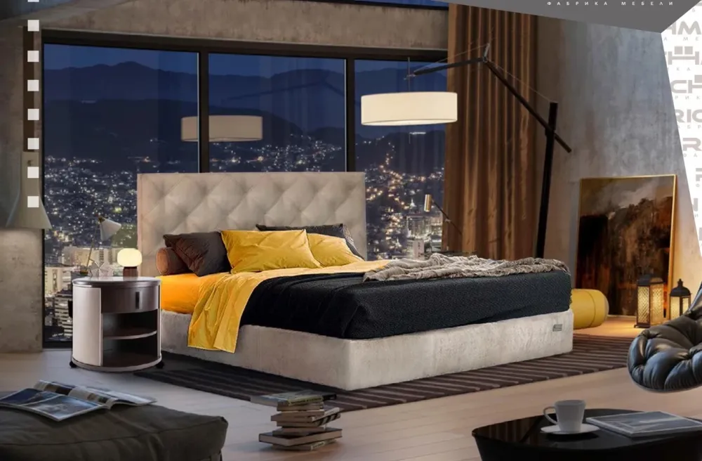 Кровать Bristol Comfort 140 х 200 см Мисти Dark Grey С подъемным механизмом и нишей для белья Темно-серый Киев - изображение 7