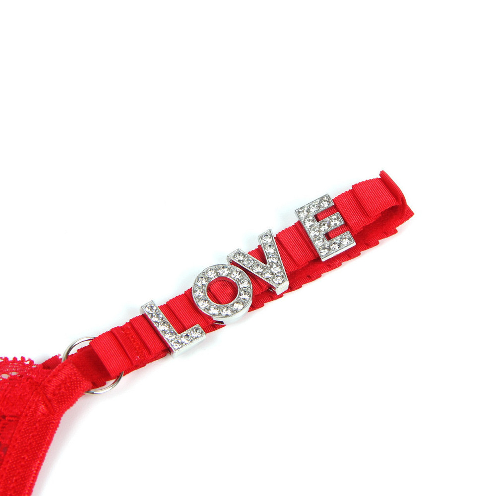 Стринги кружевные Star Night с декором стразами Love , красные, S Sex Aura Киев - изображение 8