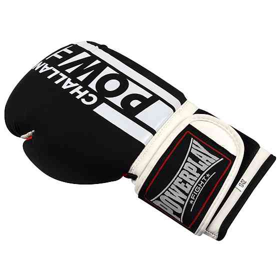 Боксерские перчатки для бокса и единоборств на липучке 10 унций PowerPlay 3086 Matt Challenger черно белые Киев