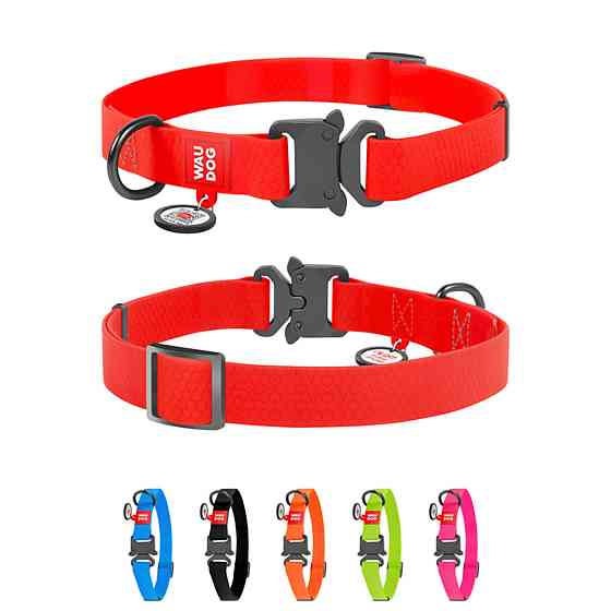 Ошейник для собак водостойкий WAUDOG Waterproof c QR паспортом, металлическая пряжка-фастекс, Ш 20 мм, Длин 28-40 см, красный Киев