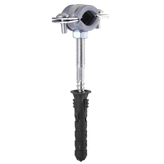 Хомут в зборi CR     3/8″ (16-19мм) з гвинтом-шурупом 8*80 та дюбелем в уп., сірий Тернополь