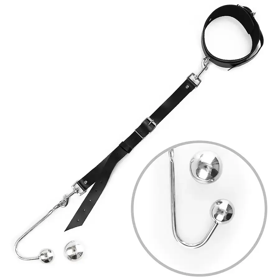 Анальний гак 4 із нашийником з натуральної шкіри Art of Sex - Anal hook, Чорний Львів - фото 1