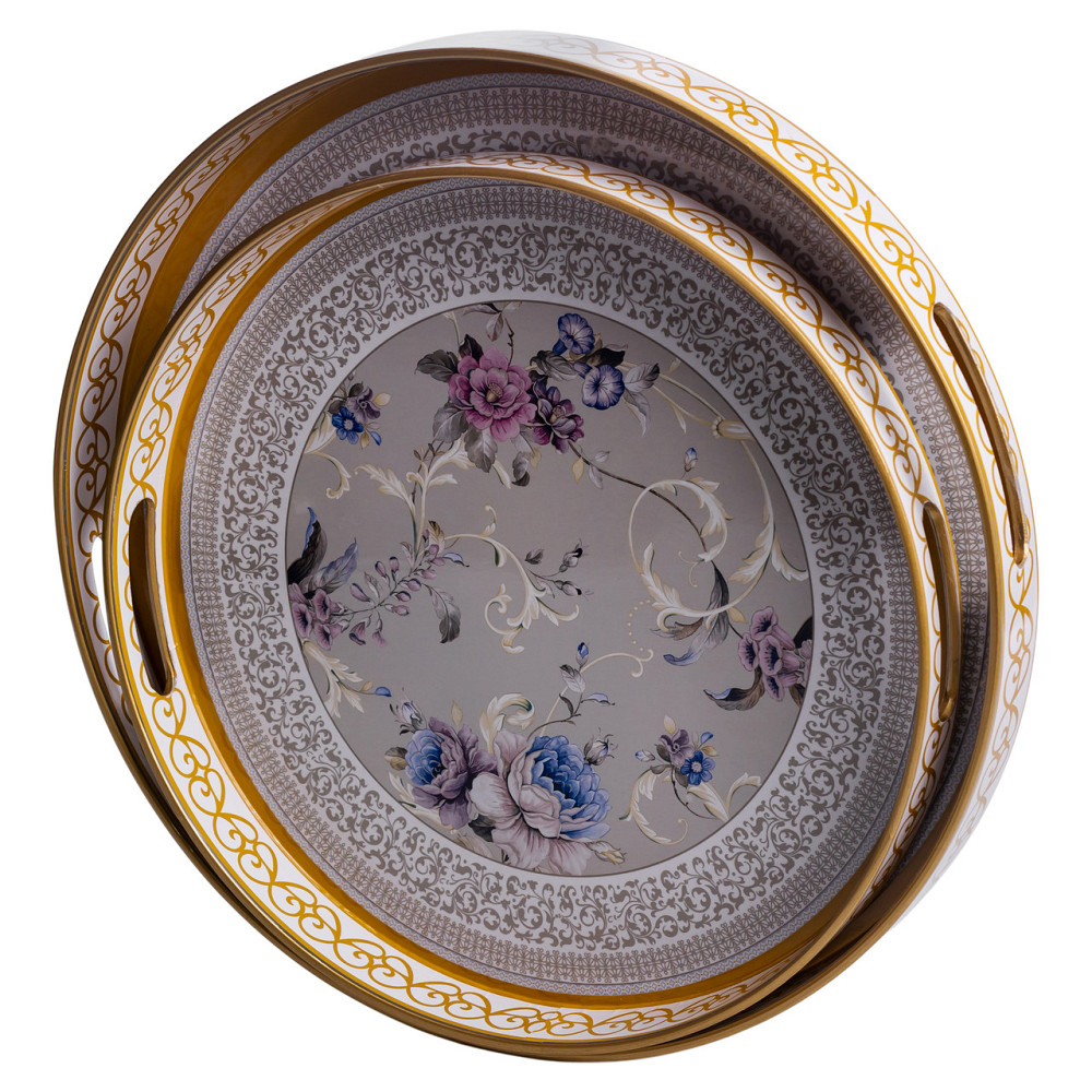 Yiwu Набір круглих підносів для подачі їжі 2 (шт) Ø32.5 / 37 (см) гарні декоративні таці для ку Коломыя - изображение 3