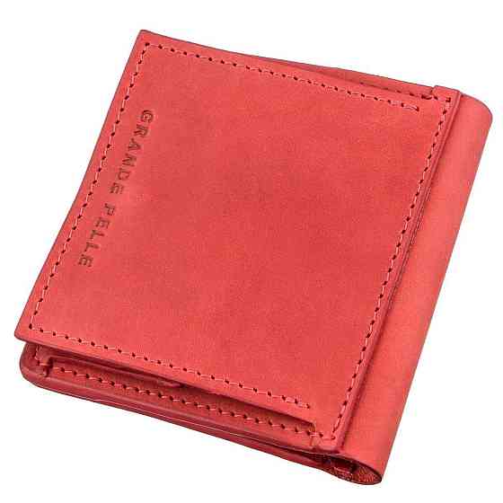 Яркое кожаное портмоне женское с накладной монетницей GRANDE PELLE 11224 Красное Киев