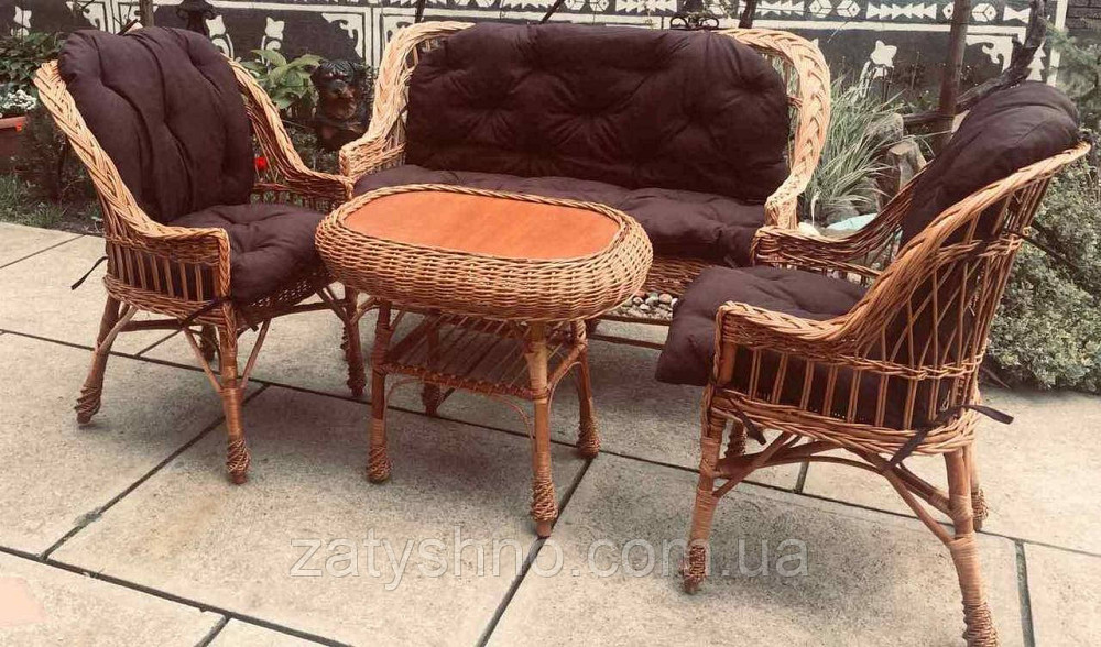 Мебель плетеная с накидками | мебель из лозы с подушками | мебель  натуральная с небольшим столом Киев - изображение 2