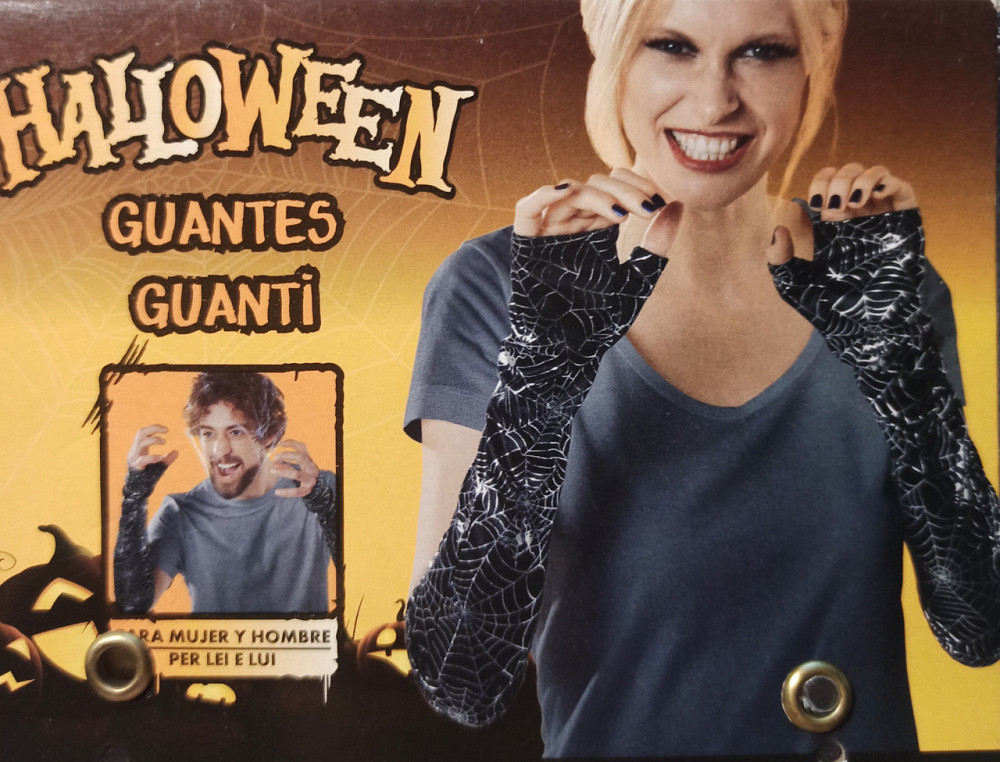 Мітенки рукавички без пальців високі принт павутинка з павуками універсальні Хелловін 35 см чорний Київ - фото 2