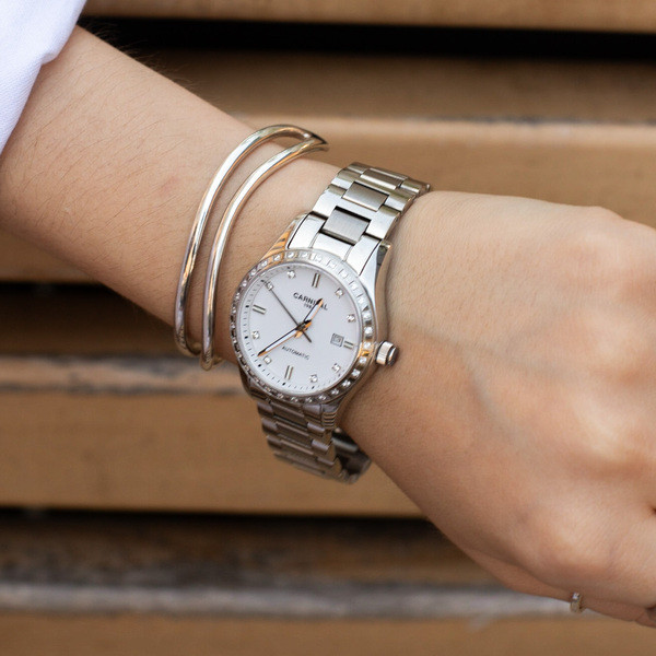 Годинник жіночий механічний Carnival Luiza White Flower (2 ремінці) Київ - фото 4