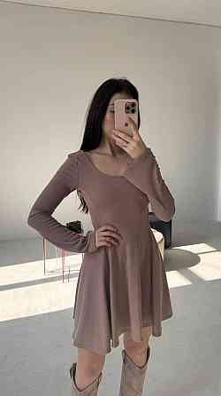 Жіноча стильна романтична сукня вільного крою з трикотажу в рубчик Моко, 42/44 Одеса