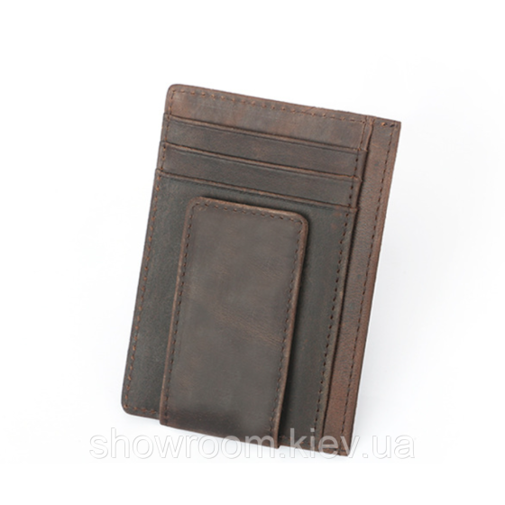 Мужской кожаный зажим для денег Wild Leather (2124) brown Киев