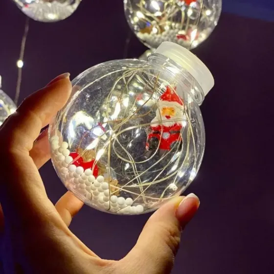 Гирлянда занавес штора Шары с наполнением Дед Мороз, 3м, 10 шаров LED USB Коломия