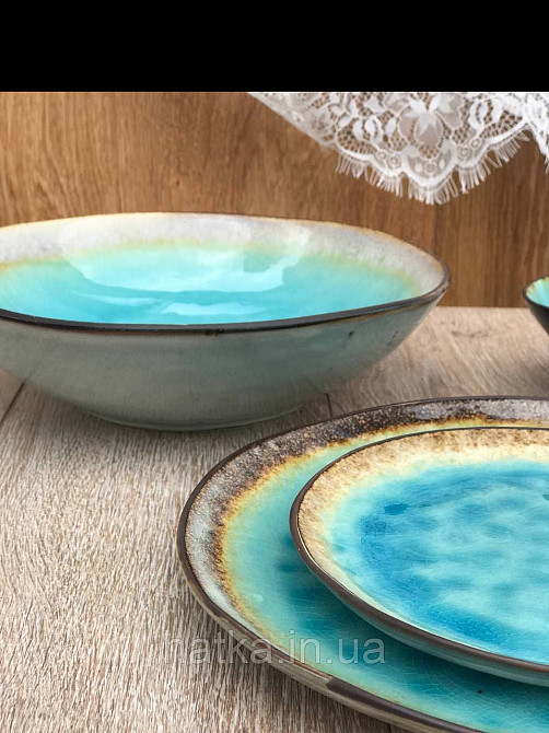 Салатник Olens "BLUE LAGUNA" 27x7 см кераміка круглий блакитний Київ - фото 1