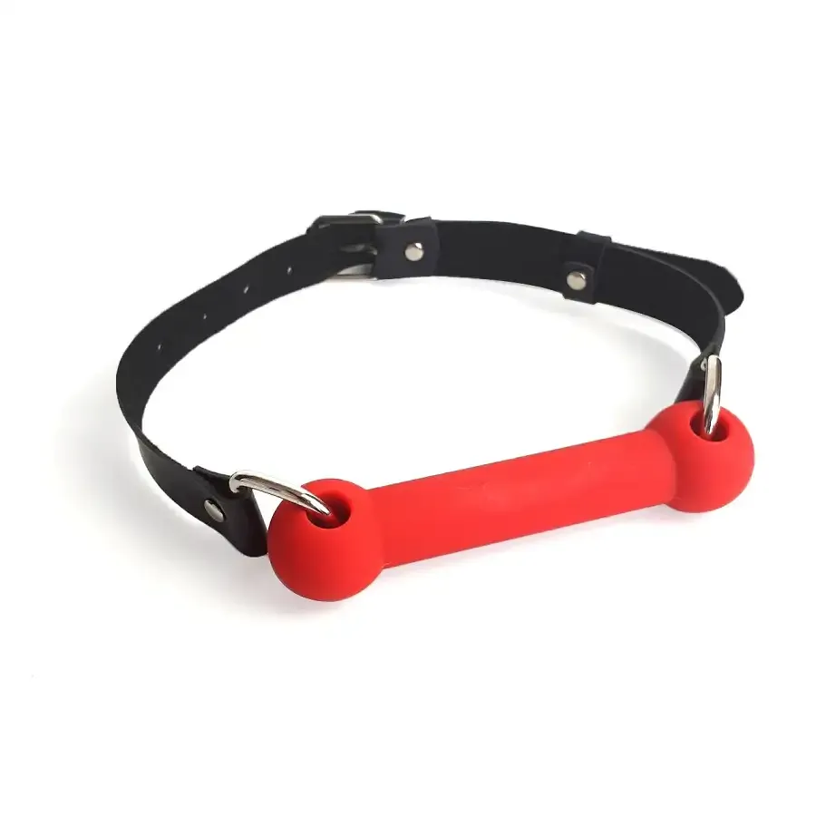 Кляп-палиця на ременях Art of Sex – Gag Stick Silicon, червоний, натуральна шкіра Львів - фото 2