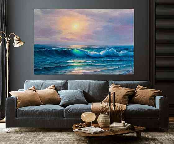 Картина полотно у вітальню / спальню  Морські хвилі   MLP_350 ( 60х30см ) 90х180см Київ
