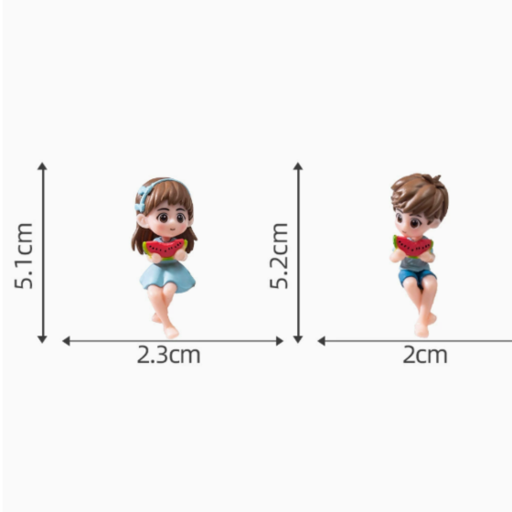 Фігурки діти з кавунами 5.2 х 2.3 см декор для флораріуму та моделювання Одеса