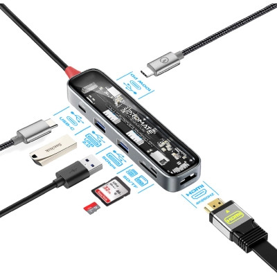Концентратор Promate USB-C 7-in-1 Promate transhub-lite (transhub-lite) Вінниця - фото 2