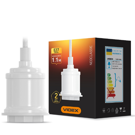 LED Світильник підвісний декоративний E27 1,1м білий VL-PD116IW Videx Житомир
