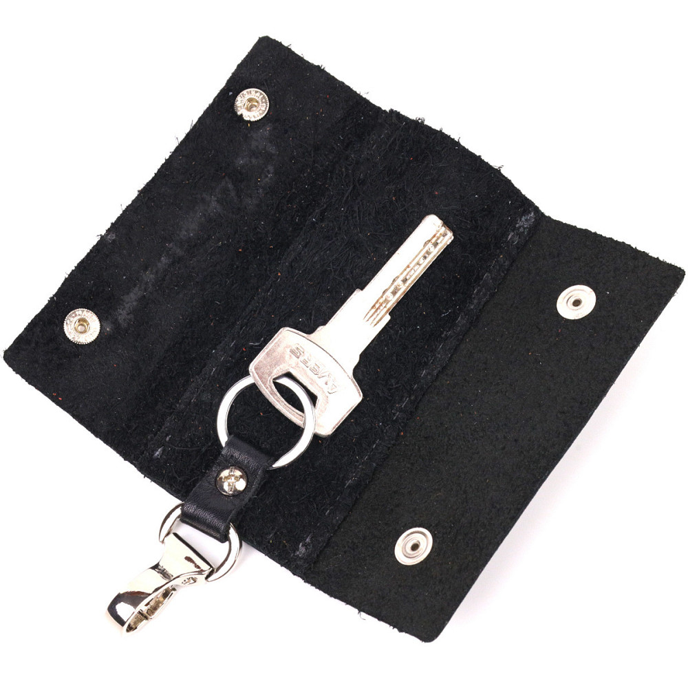 Практична ключниця у глянцевій шкірі Серце GRANDE PELLE 16718 Чорна Київ - фото 5