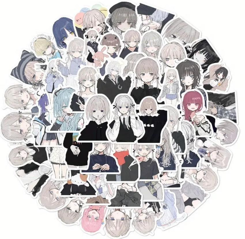 Наклейки Стикеры Аниме. Водонепроницаемые эстетические аниме наклейки. Комплект 56 штук. Киев - изображение 4