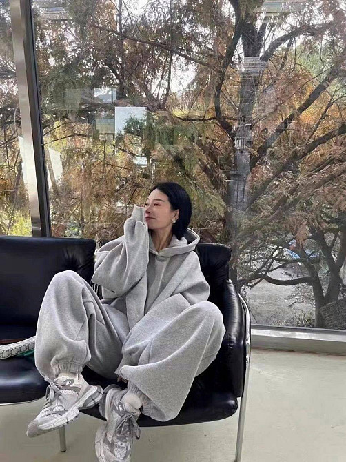 Женский утепленный оверсайз костюм двойка трехнитка на флисе + рибана Меланж, 42/46 Одесса - изображение 3