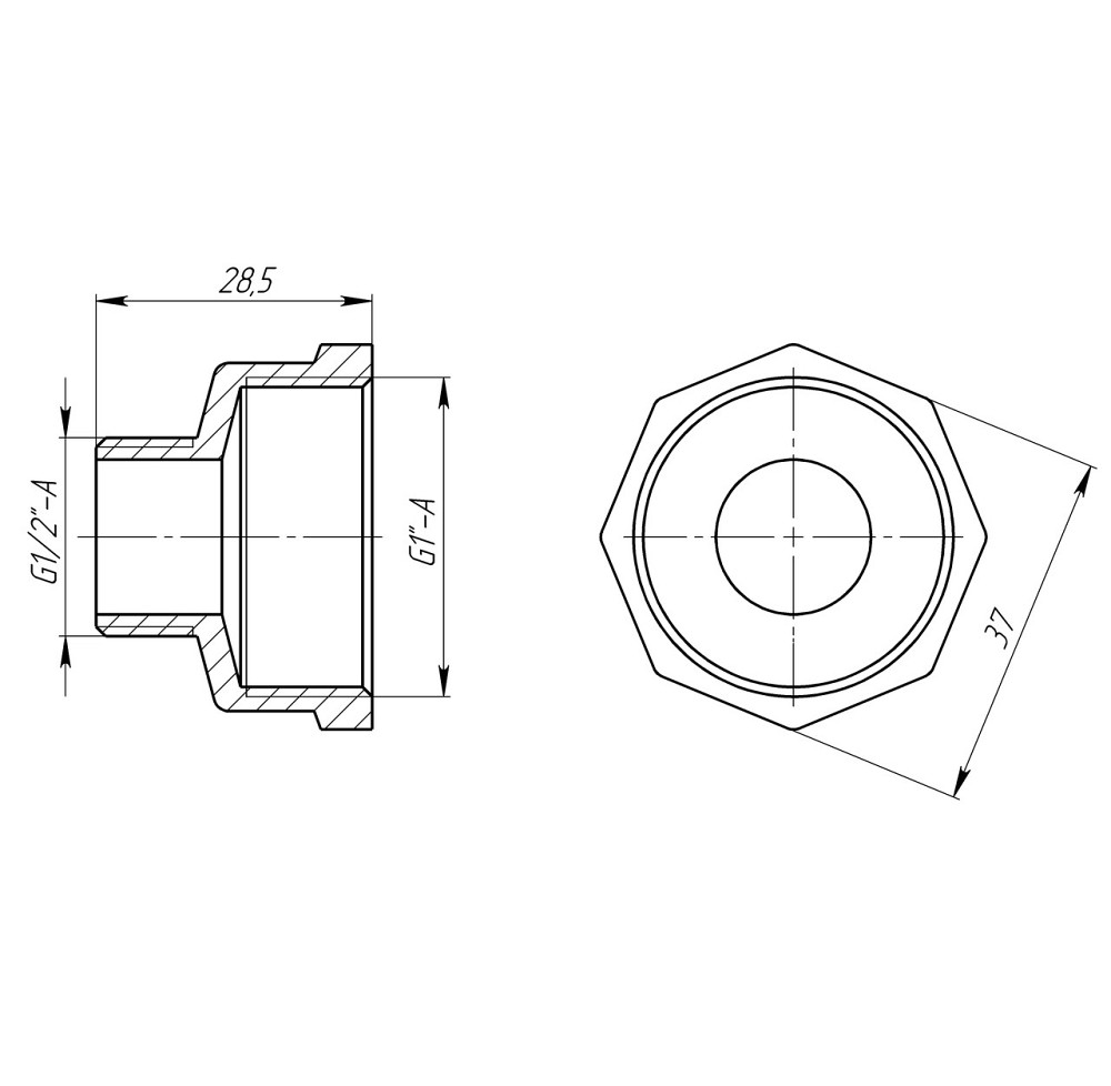 Перехідник редукційний 1″х1/2″ВЗ латунний LI533S OPTIMUM (000030984) Київ - фото 3